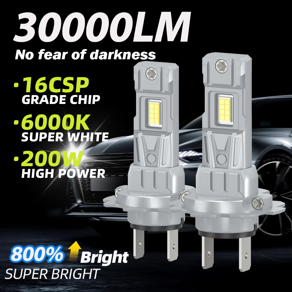 H4 H7 Car Led Headlights Canbus 6000K Super Bright Light Bulbs NO Turbo FAN  3570 CSP Front Light Lamp