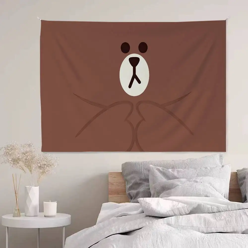 L-Lines F-Friends Brown Bear DIY Wall Tapestry for Living Room Home Dorm Decor Wall Art Decor