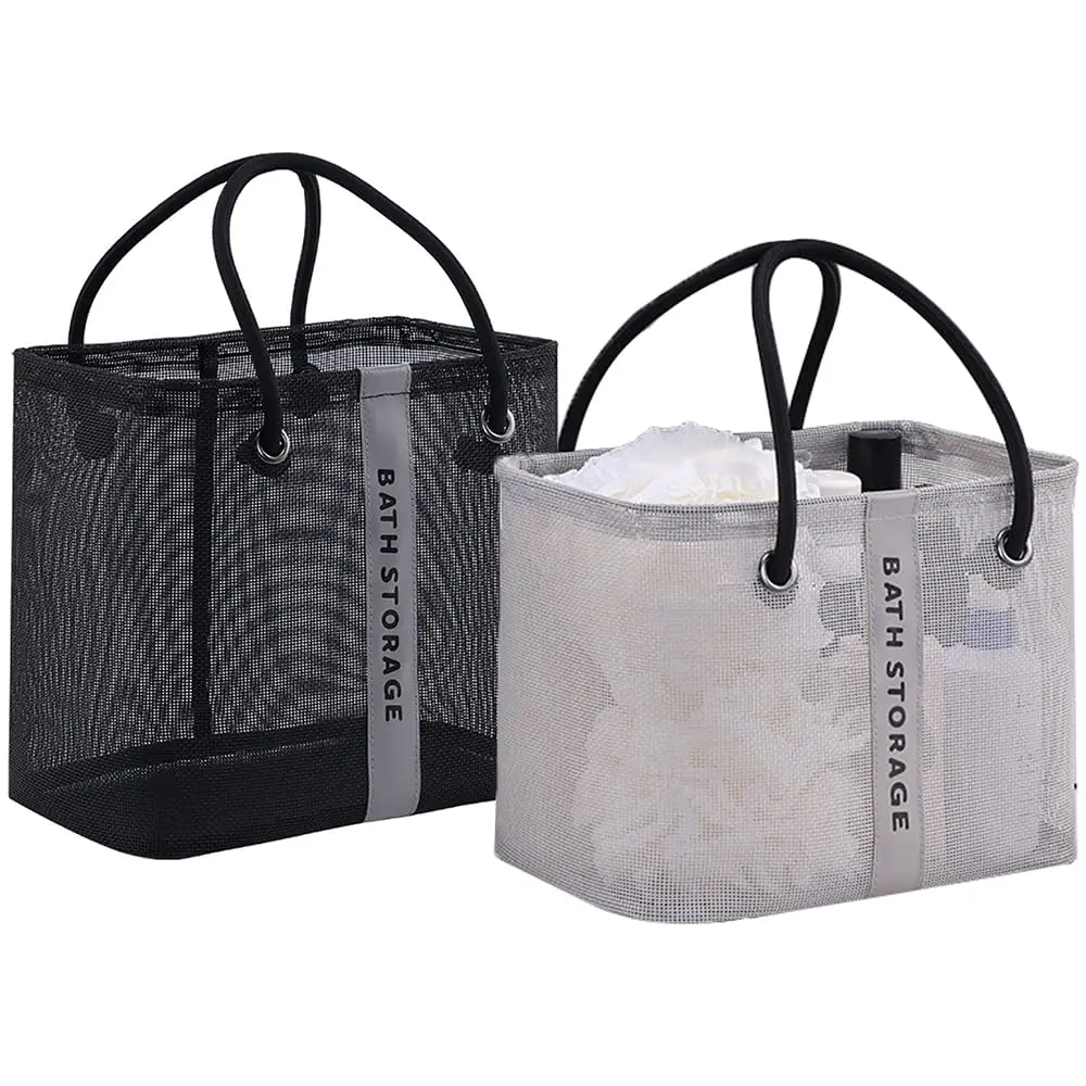 Mesh Portable Shower Caddy Bag Cleaning Supply Quick Dry Toiletry Bag Shower Tote Large Capacity for Bathroom Beach Travel