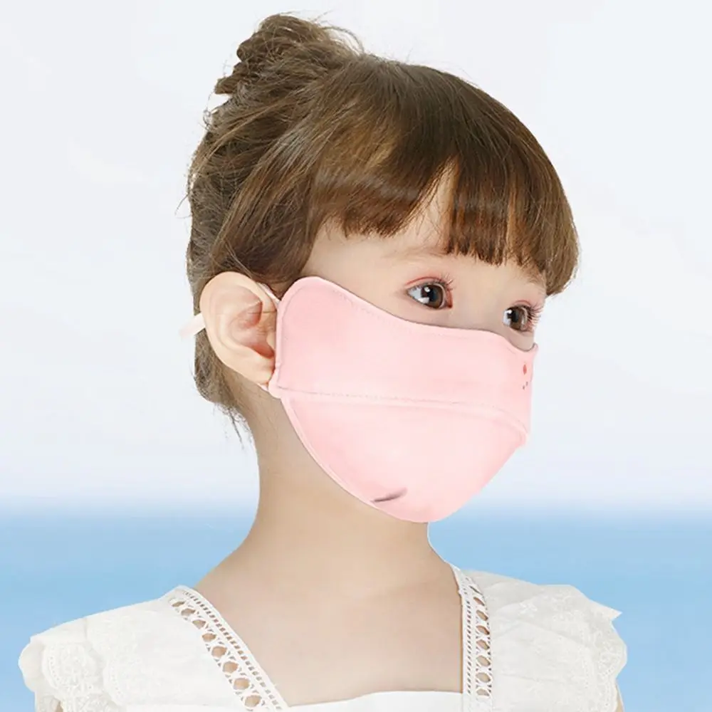 1Pcs Sun Protection Children Face Mask Anti-UV Ice Silk Kids Face Shield Cartoon Pattern Driving Summer Sunscreen Mask