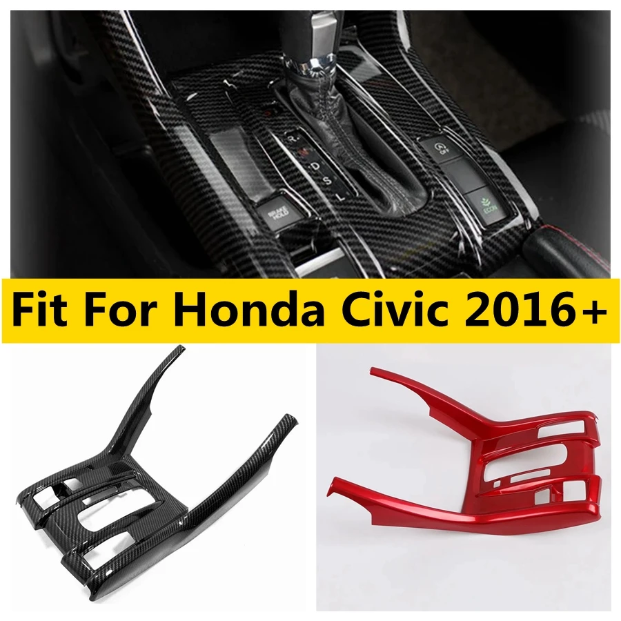 

ABS Carbon Fiber Red Center Shifter Trim Cover Bezel Shift Gear Box Cover Decor Frame For Honda Civic 2016 - 2020 Accessories