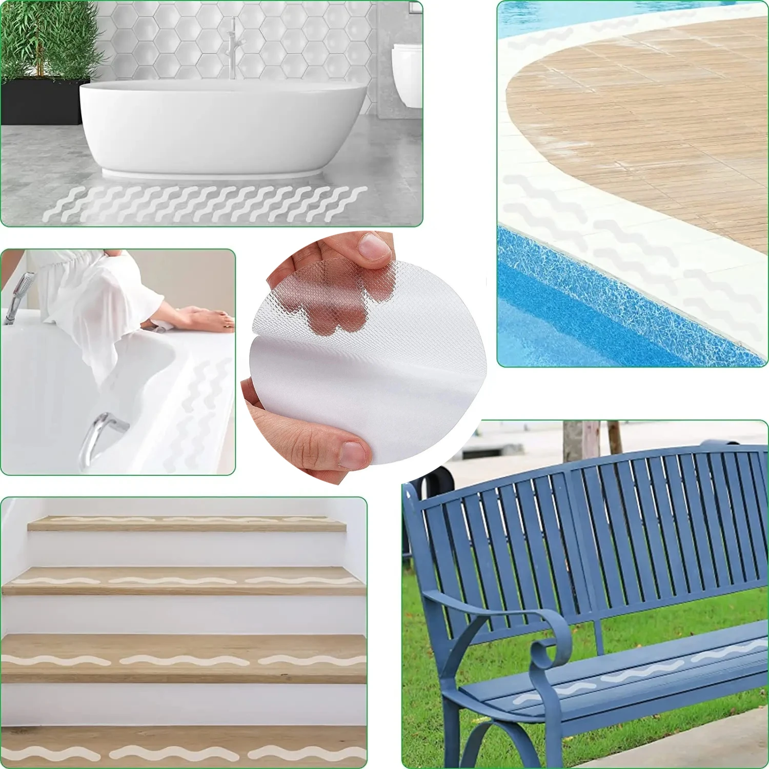12 Stück Transparente Rutschfeste Dusch-Aufkleber, Rutschfeste Klebebänder, Sicherheits-Duschstufen-Aufkleber, Badewannen-Antirutschstreifen für Treppenstufen – Detail 5