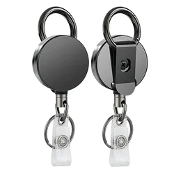 Retractable Metal Wire Keychain Pull Badge Reel ID Lanyard Name Tag Card Badge Easy-to-pull Buckle Rope Elastic Key Ring