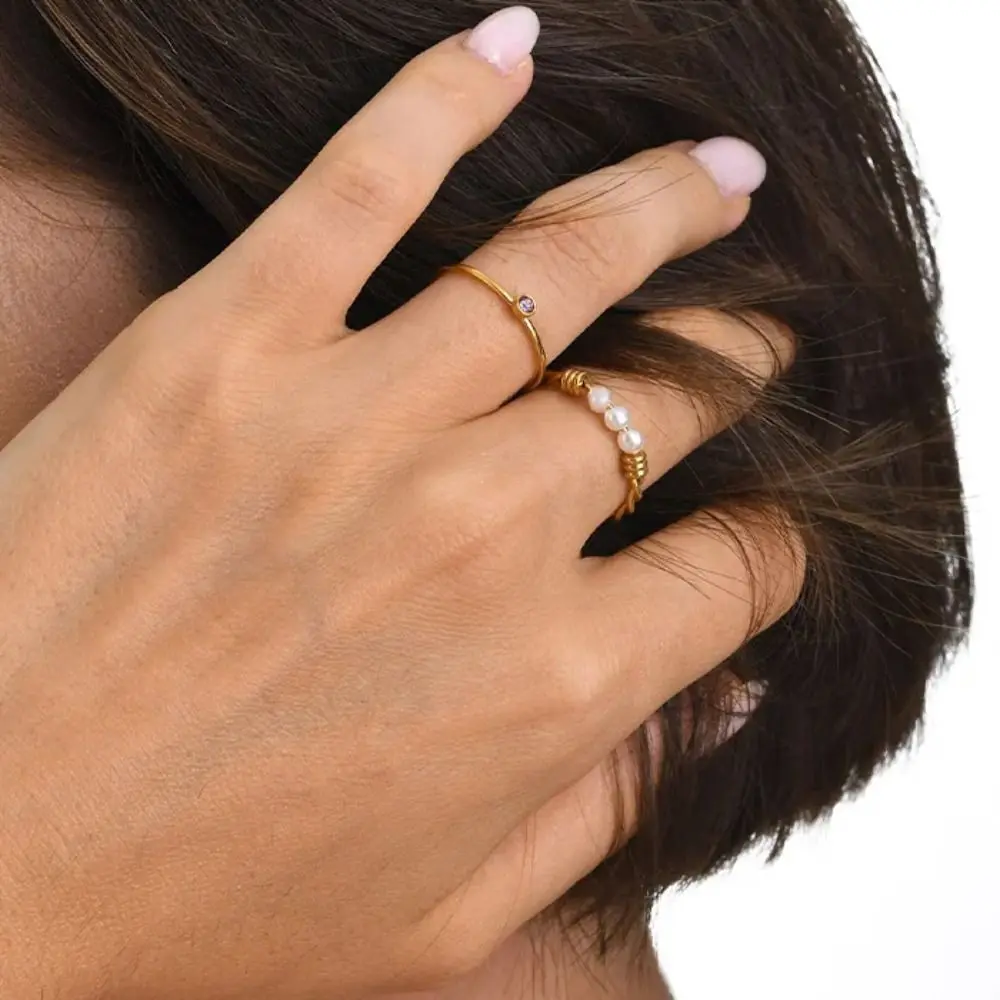 Fashion Natural Fresh Water Pearl Rings for Women Temperament Hand Wound Fried Dough Twists Ring Valentine's Day Gift