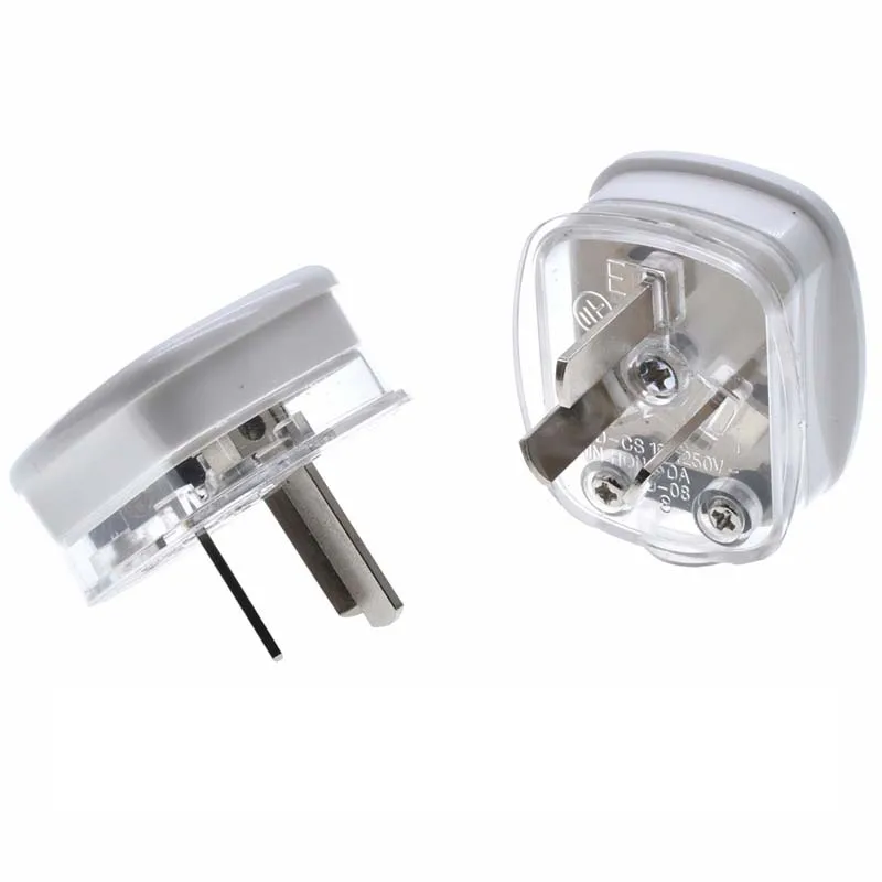 White Australia 3 Pole 10A Male AU Wiring Plug New Zealand Power Strip Connector Rewirable Cable Convert Industry Plug 250V