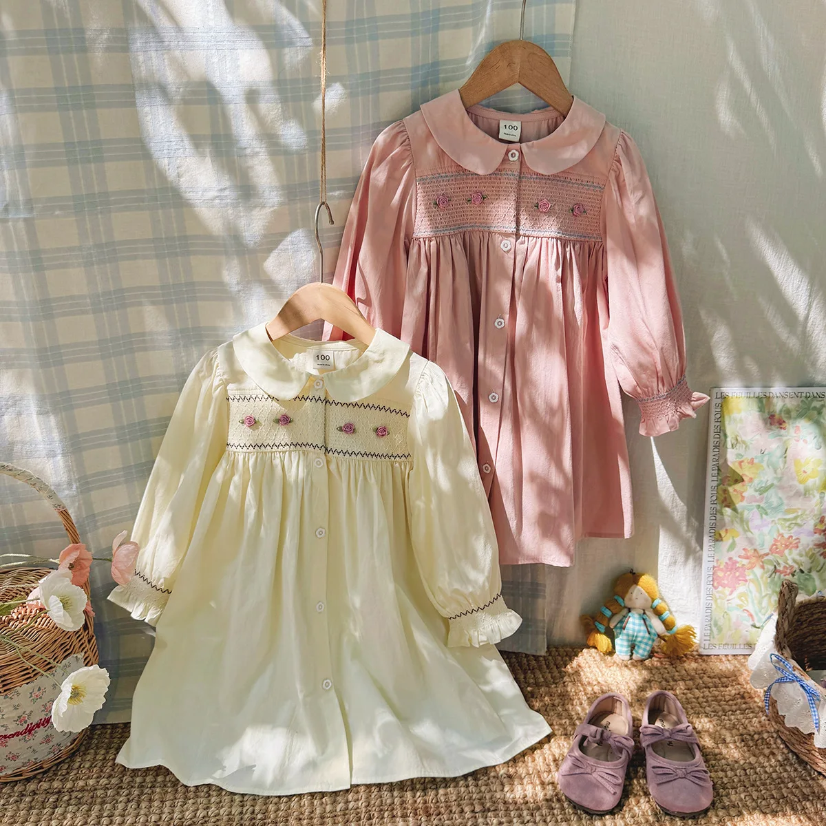 Spring Autumn Girls Long-sleeve Dress Kids Teen 3D Flower Princess Dress Baby Soft Tulle Puff Dress Children Comfortable Party
