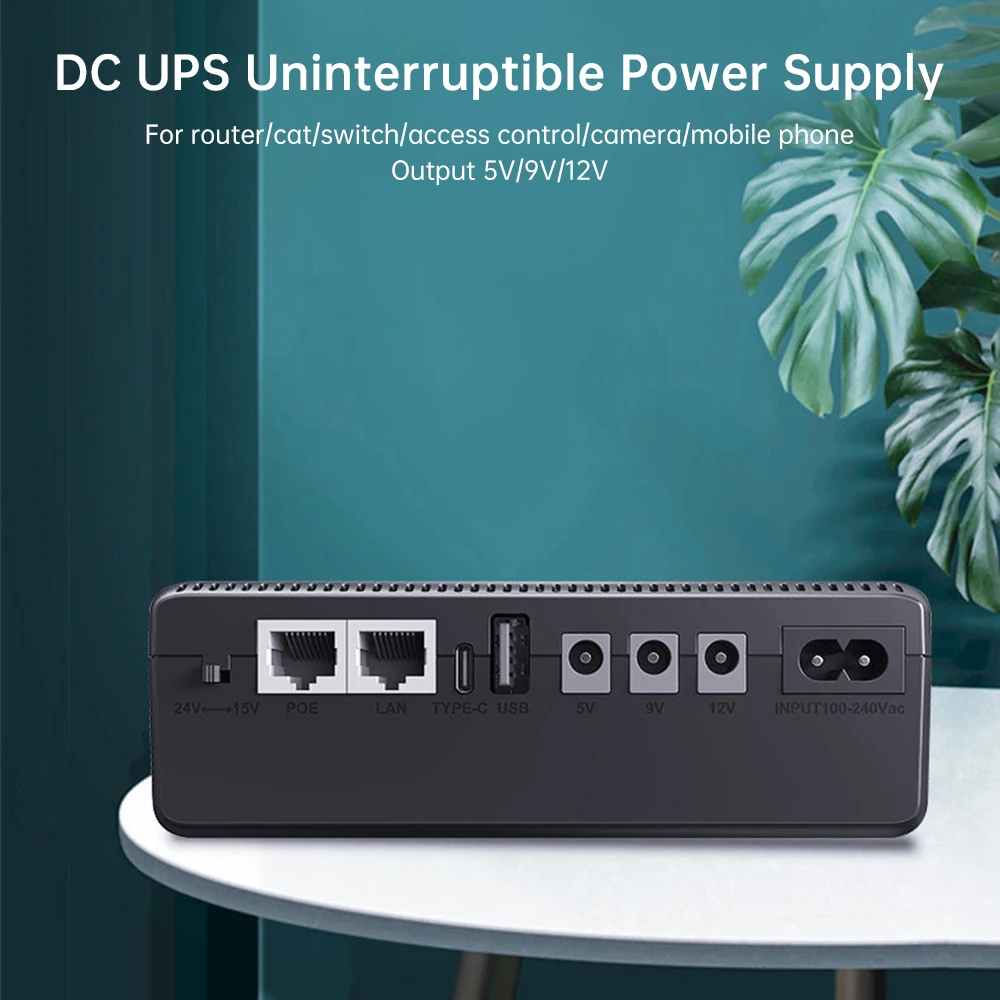 USV-DC-Router, mobile Stromversorgung, 5 V, 9 V, 12 V, Router, optische Modemüberwachung, Backup, unterbrechungsfreie 10400-mAh-Stromversorgung für Telefon