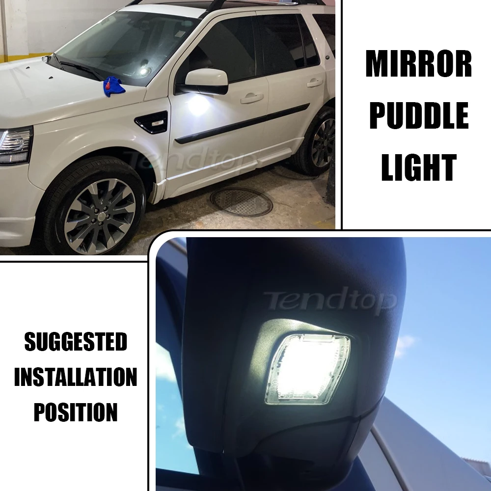 No Error White LED Under Side Rearview Mirror Puddle Light For Land Rover LR3 LR4 LR2 2006-2015 Freelander 2 Range Rover Sport