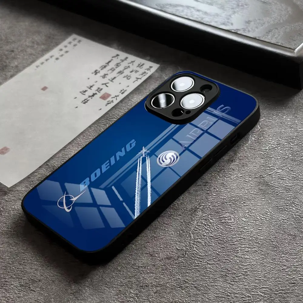 Etui na telefon z logo Airbus dla iPhone 17 14 Pro Max 15 Pro 12 11 13 Mini X XR XS 16e Plus SE, szklana obudowa — zdjęcie produktu 4