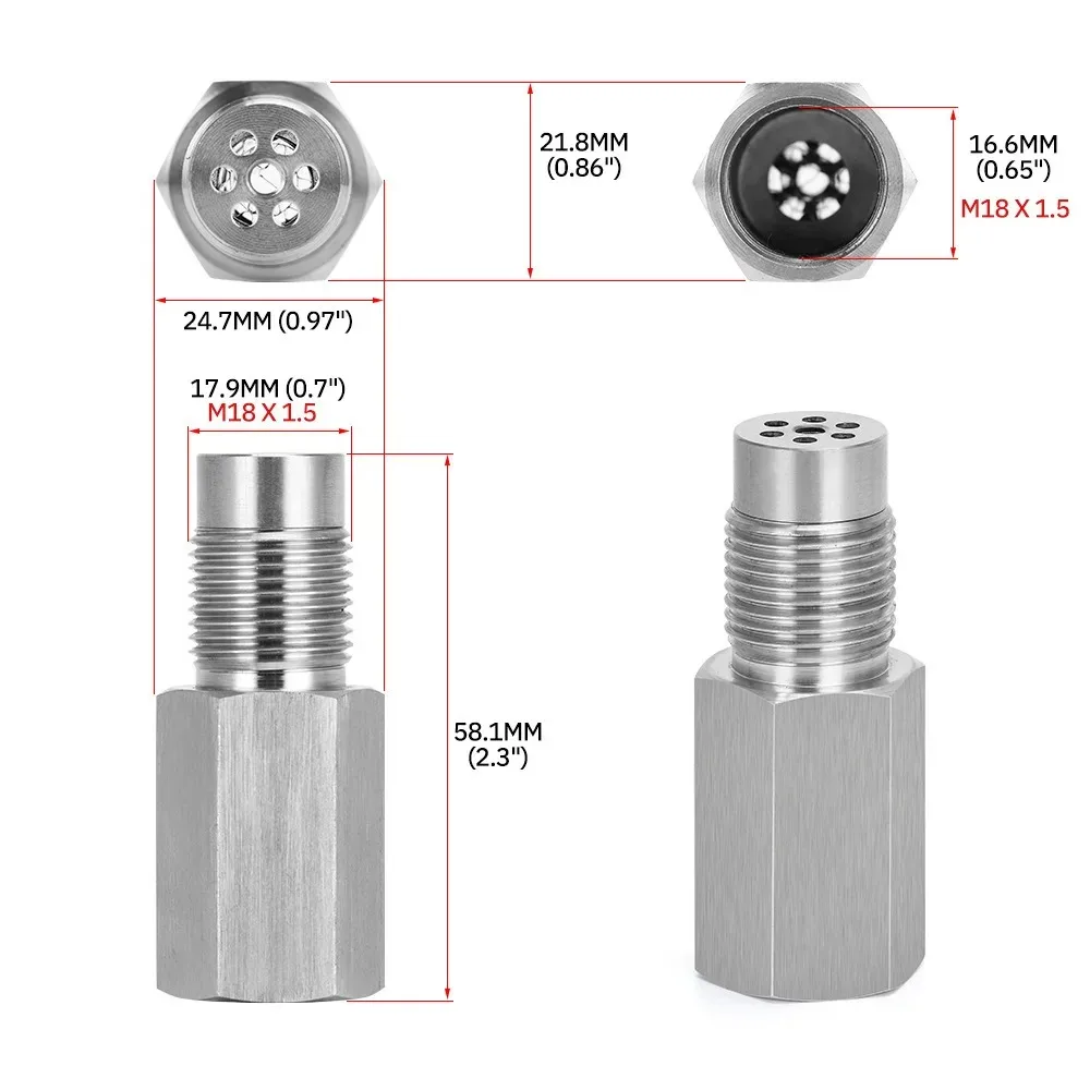 Universal S304 Stainless M18*1.5 Extension Mini Catalyst Filter Oxygen O2 Sensor Adapter Connector Extender Spacer Auto Parts