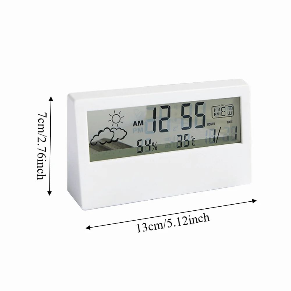 Transparent Digital Clock Digital Type Multi-function Alarm Clock Luminous Ins Style Thermometer Hygrometer Indoor Monitoring