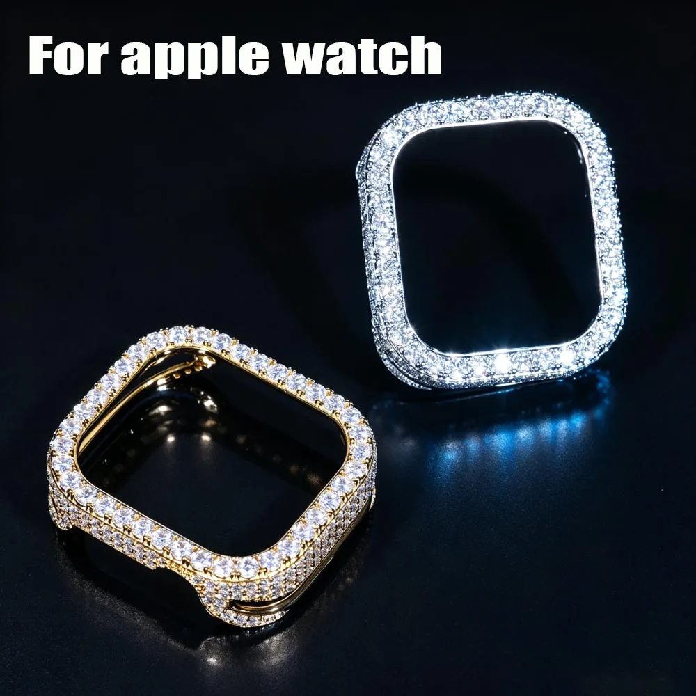 D VVS1 Moissanite Watch Case For App** Watch 42mm With GRA Wrist Diamonds Case Pass Diamonds Tester Hip Hop Rapper Jewelry Gift