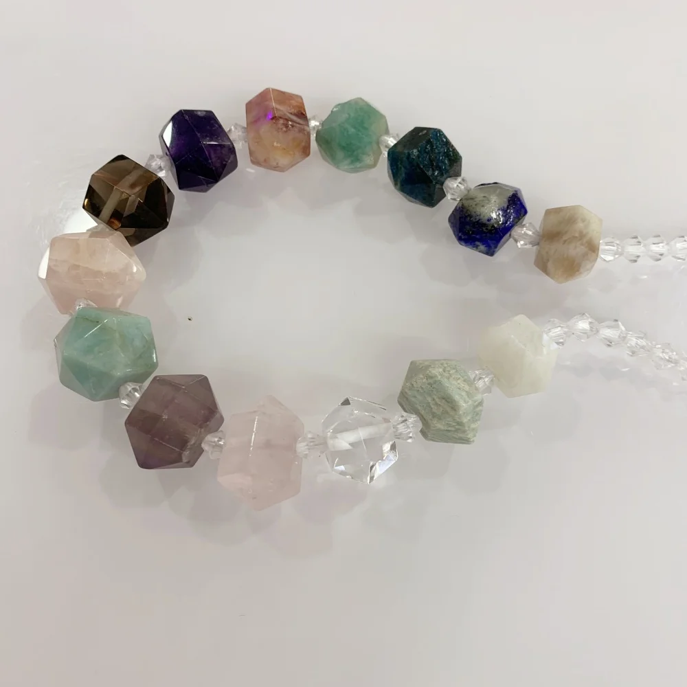 Natural Gemstone 15x18mm-18x22mm IRREGULAR Hexagonal Mix Colored Stone  Loose Bead DIY Bracelet Necklace Earrings Jewelry Making