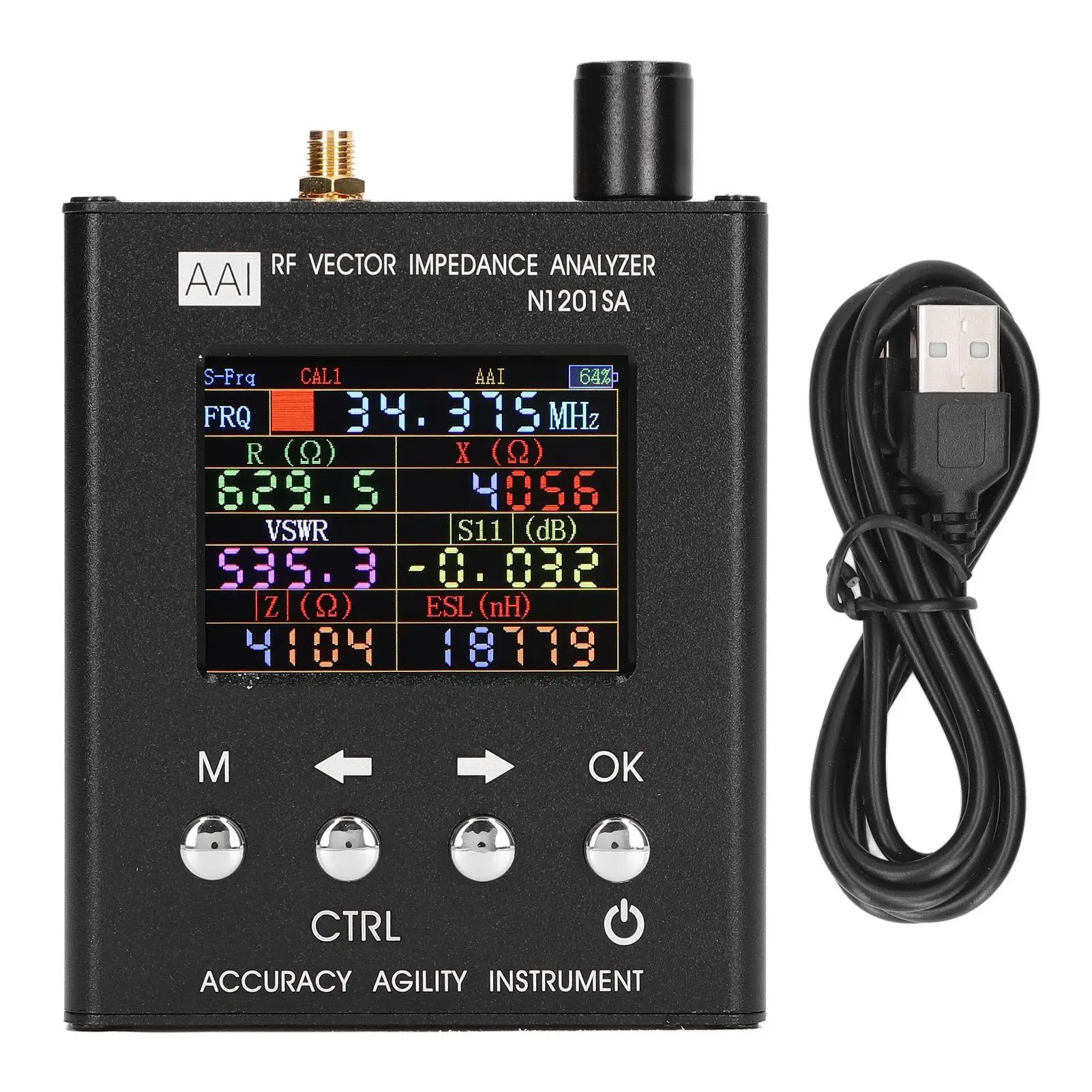 

RF Vector Impedance Analyzer with 2.4 Screen - ANT SWR Tester, USB Charge, 137.5MHz to 2700MHz Frequency Range