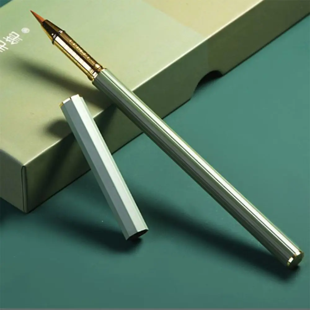Soft Morandi Calligraphy Brushes Metal Rod Weasel Hair Regular Script Brush Multi-purpose Practice Calligraphy Pen-type Brush