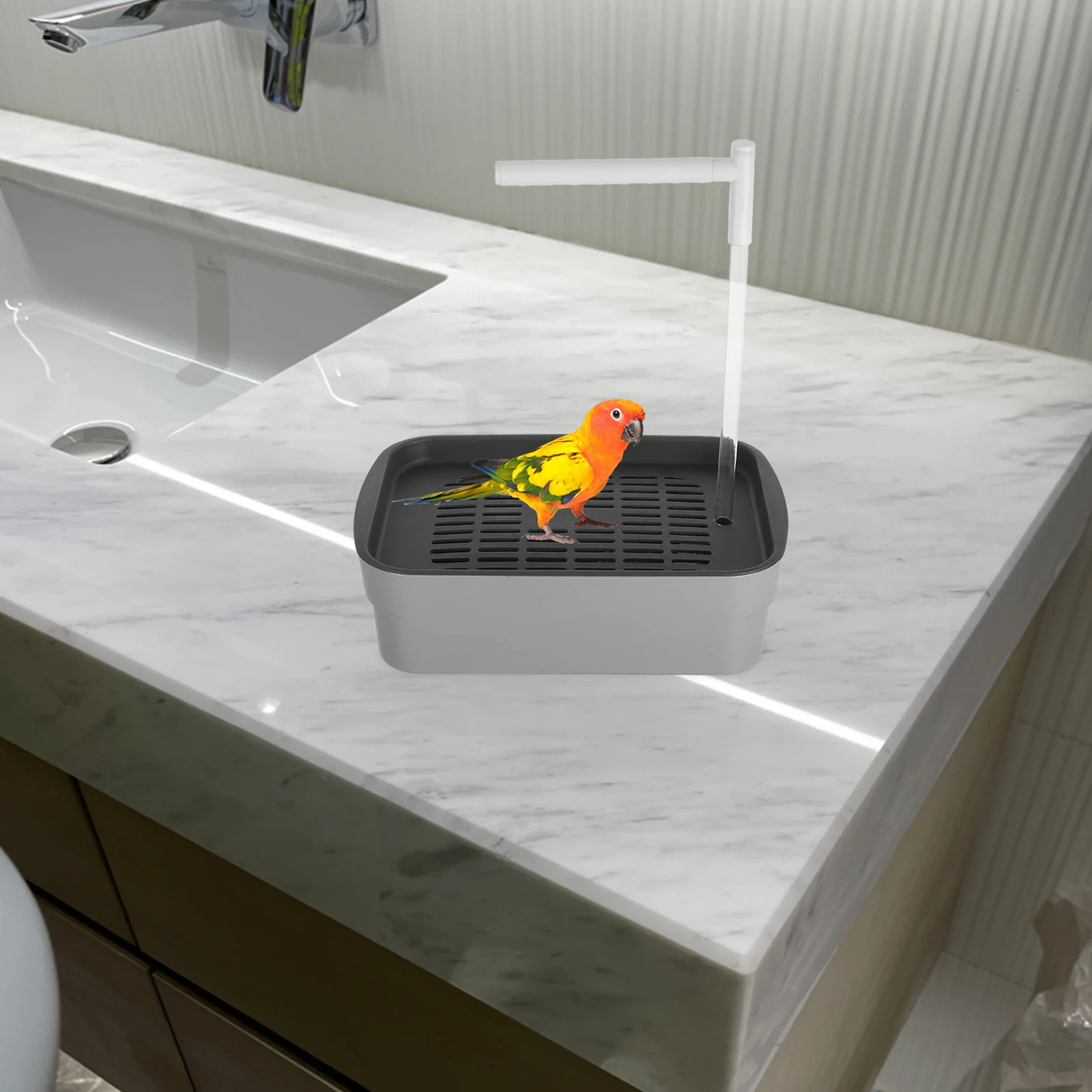 

Automatic Parrot Bathtub Plastic Bird Bath Shower Tub Bird Cage Bathing Accessory for Parakeets Cockatiels Lovebirds Pigeons