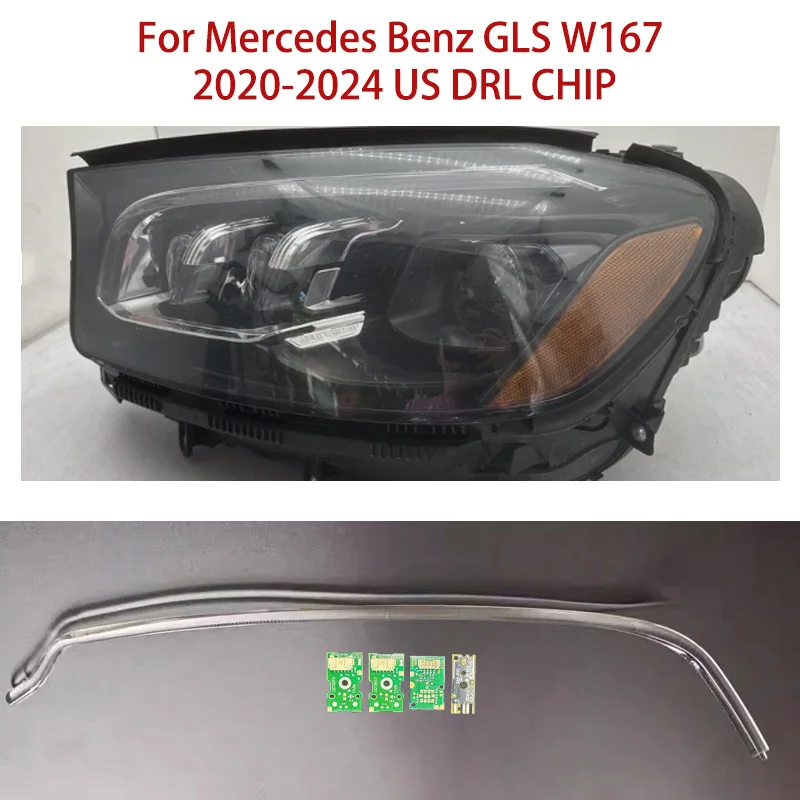 

Автомобильный DRL CHIP, белый свет, дневная фара для Mercedes Benz Angel Eye Chip GLS W167, модуль балласта 2020-2024, полоса кабелепровода США