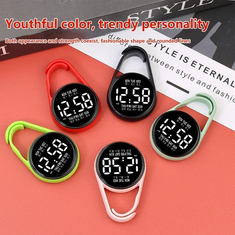 LED Electronic Hanging Watch Circular Night Light Digital Electronic Hanging Watch Pocket Watch  Droplet Shaped Hanging Watch