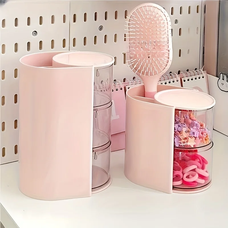 Drehbare Kosmetik-Aufbewahrungsbox, Geeignet für die Aufbewahrung von Make-up-Pinseln, Puderquasten, Wattestäbchen und als Schreibtisch-Aufbewahrungsbox – Detail 1