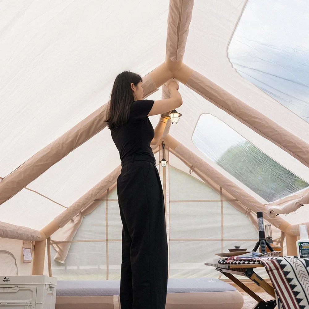 خيمة أوتوماتيكية قابلة للنفخ للتخييم في الهواء الطلق، كابينة محمولة قابلة للطي، معدات تخييم المطر السميكة طوال الليل #6