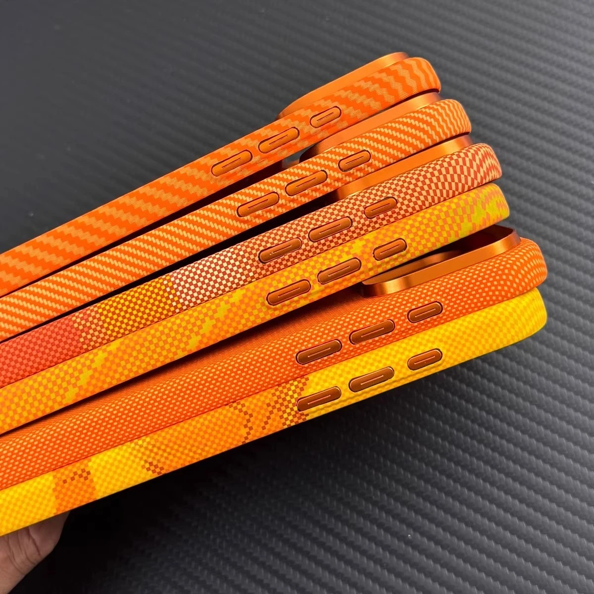 Vivid Orange Print Magnetic Phone Case for iPhone 17 Pro Max Carbon Color Hard PC Back Cover Camera Metal Frame Protection Shell