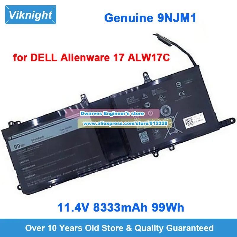 

Genuine 9NJM1 Laptop Battery 8333mAh For Dell ALIENWARE 17 R4 R5 15 R3 R4 P31E002 HF250 MG2YH 0MG2YH 0546FF Notebook Battery