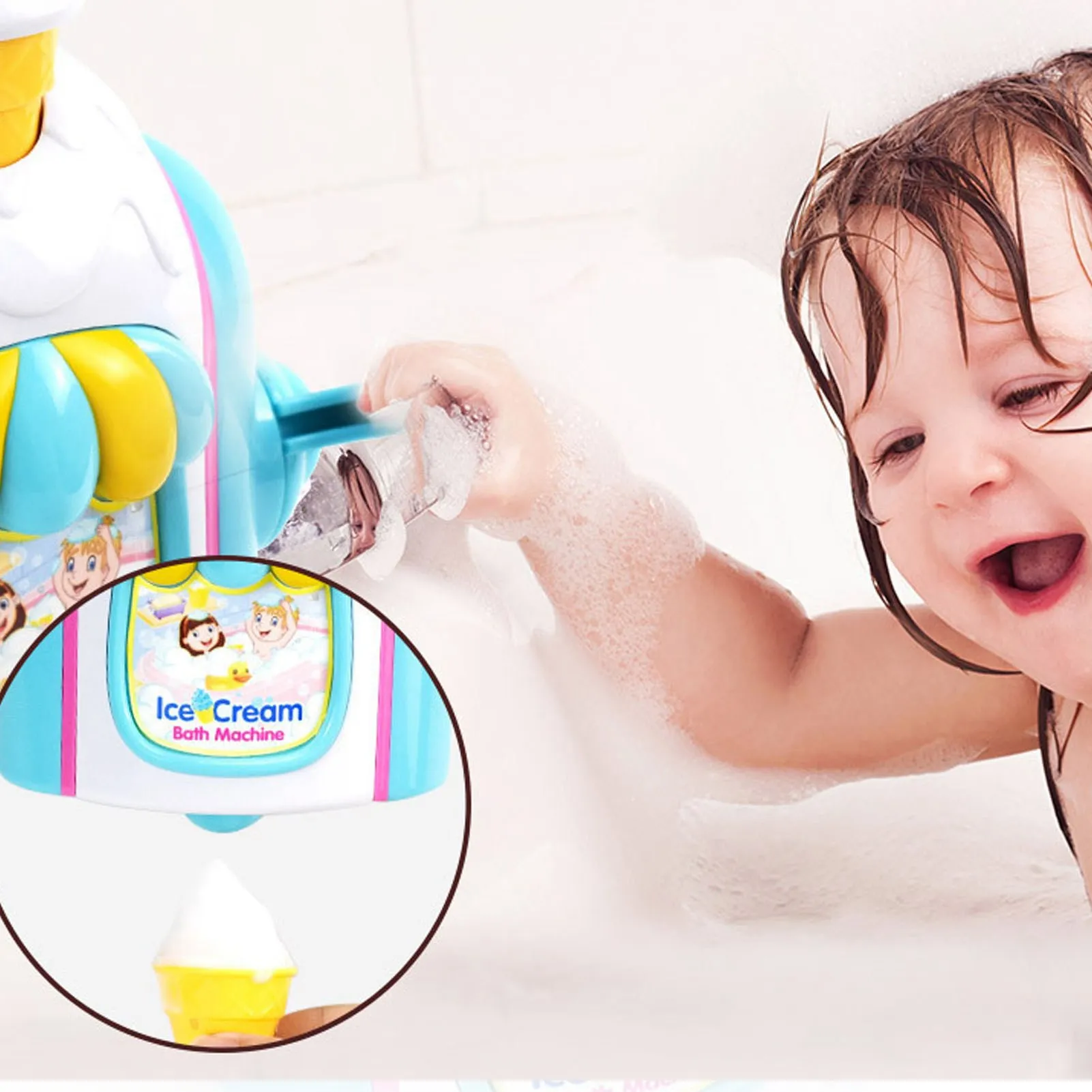 لعبة آيس كريم الحمام، صانع آيس كريم فقاعي مثير للاهتمام، أكواب شفط متطابقة للأطفال الصغار، تركيب آمن للأولاد والبنات، لعبة حمام #4