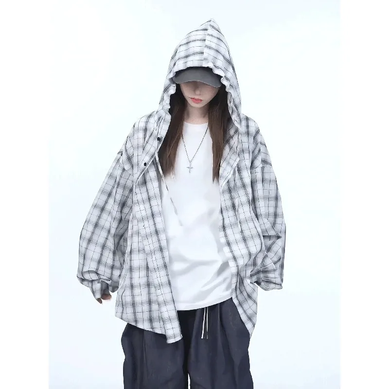 Man Shirts 2025 New Textured Plaid Physical Sun Protection Shirt Summer Thin Couples' Versatile Shirt  Men & Women