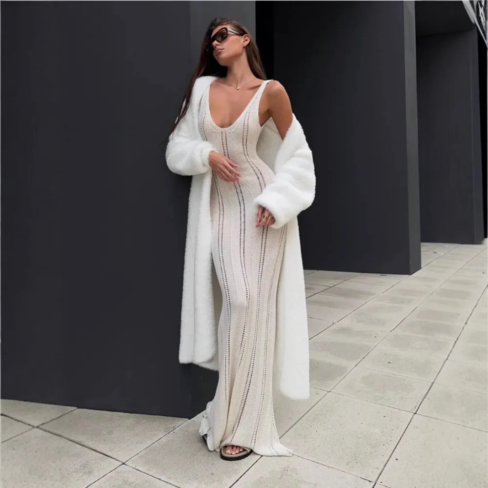 Autumn/Winter Lazy Style Warm Knee Length Thickened Women Cardigan Pure Imitation Mink Fleece Knitted Sweater Women Warm Coat
