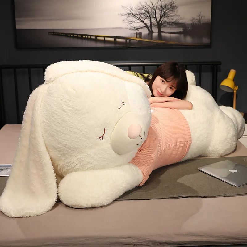 Lying Rabbit Plush Toy Soft Stuffed Animal Sleeping Pillow Cushion Bedroom Decor Toy Birthday Gift for Kids Adults Girls Boys