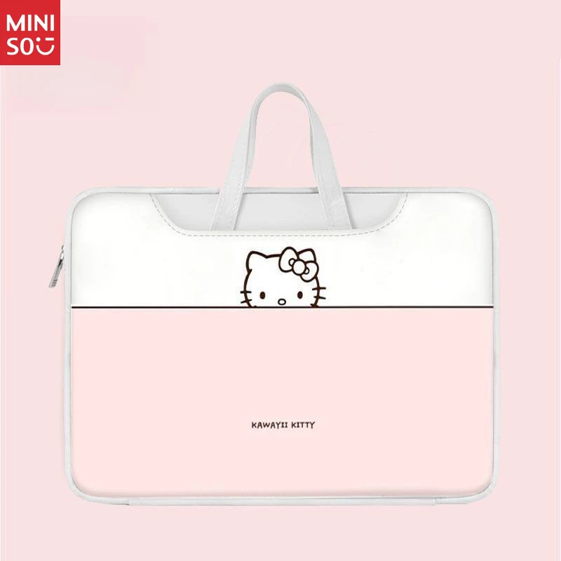 Miniso Leopard Hello Kitty Laptop Bag, Cartoon Illustration Tote & Shoulder Bag
