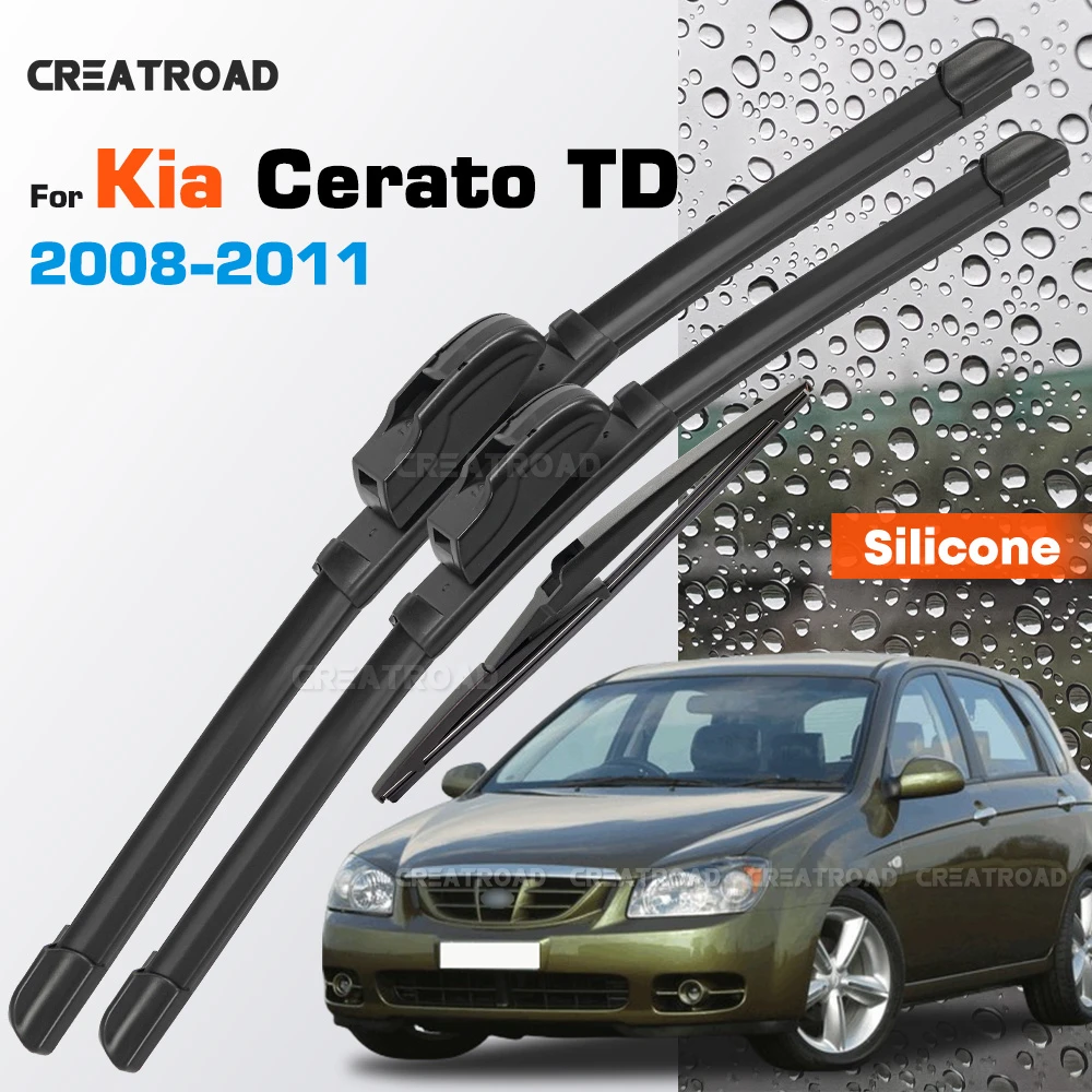 

Silicone Wiper Blades Fit For Kia Cerato TD 2008 2009 2010 2011 Coated Windshield Wipers 24"+20"+14"