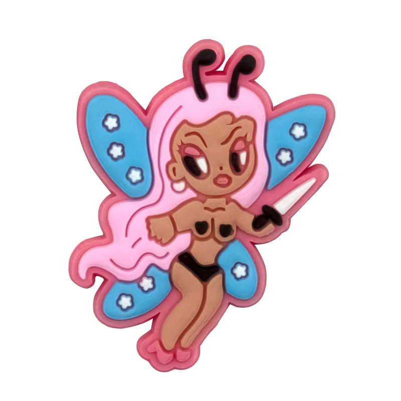 1/50 Stück rosa Schmetterling Schuh Charms Cowboy Hut Stiefel Kirsche Kaninchen Meerjungfrau Schuh Zubehör Karol G Schuh Dekorationen Pins Clogs – Detail 8