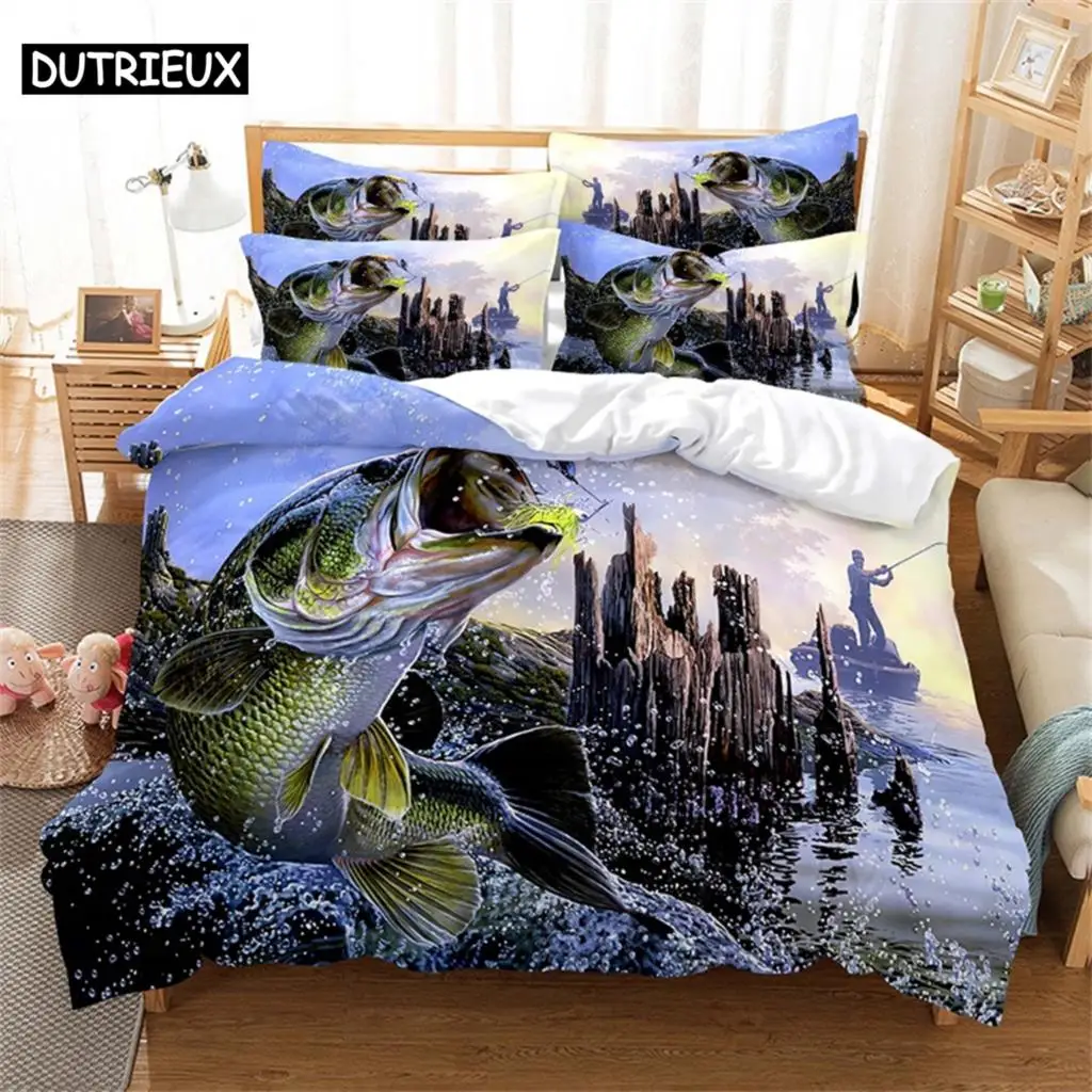 

Fish Bedding Set Duvet Cover Set 3d Bedding Digital Printing Bed Linen Queen Size Bedding Set Fashion Design bed cover set