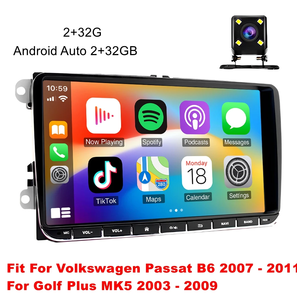 2+32G 9inch Car Stereo Radio GPS Navigation with Wireless Carplay Android 13 For VW Passat NMS Lavida Touran Golf Jetta Polo