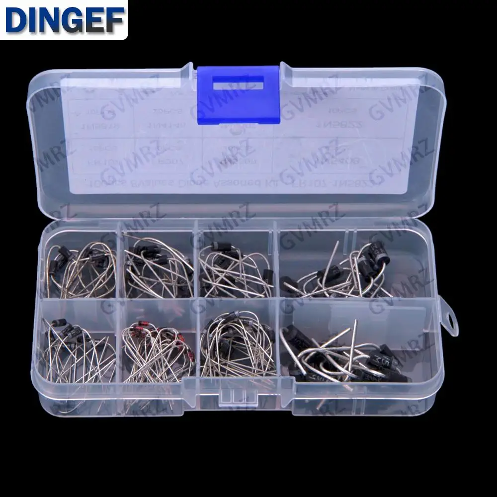 8Values 100PCS Diode Assorted KIT FR107 FR207 1N5399 1N5408 1N4007 1N5822 kit 1N5819 1N4148