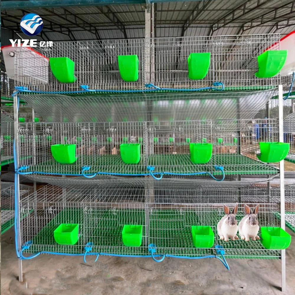 24 Doors Poultry Farm Cheap Galvanized Welded Commercial Breeding Indoor Rabbit Cage with Allaccessories