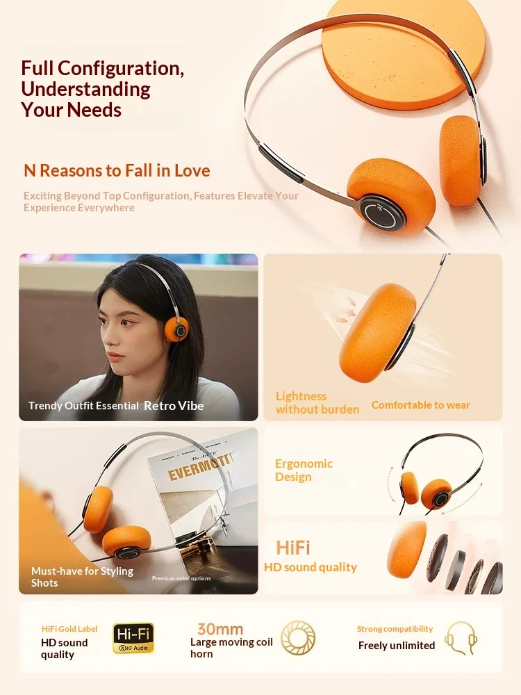 iKF Y3 Wired Headphones 30MM White Magnetic Horn Esports Headset Breathable Cotton Dense Sponge Earmuffs Light Weight For Gifts