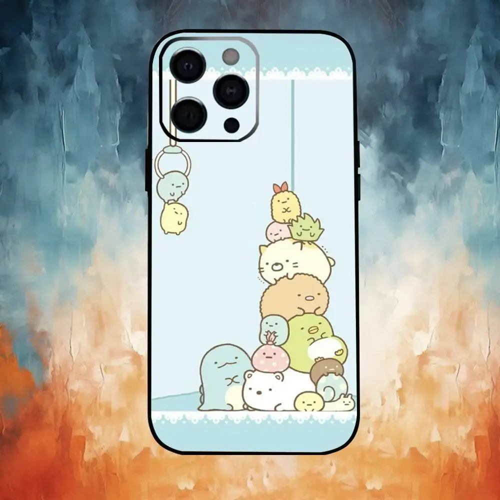 Чехол для телефона S-Sumikko Anime G-Gurashi для iPhone17,16,15,14,13,12,11 Plus, Pro Max, мягкий черный чехол
