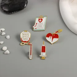 Stethoscope syringe thermometer record book to protect health Brooch Women Cute Coat Lapel Badge Broochs Men's Metal Pin Button