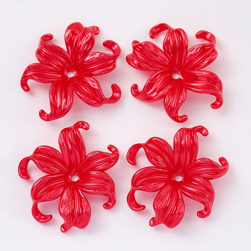 42x44mm 20pcs imitation pearl acrylic iris  flowers weaving petal flower holder hair accessory material ocean flower loose beads