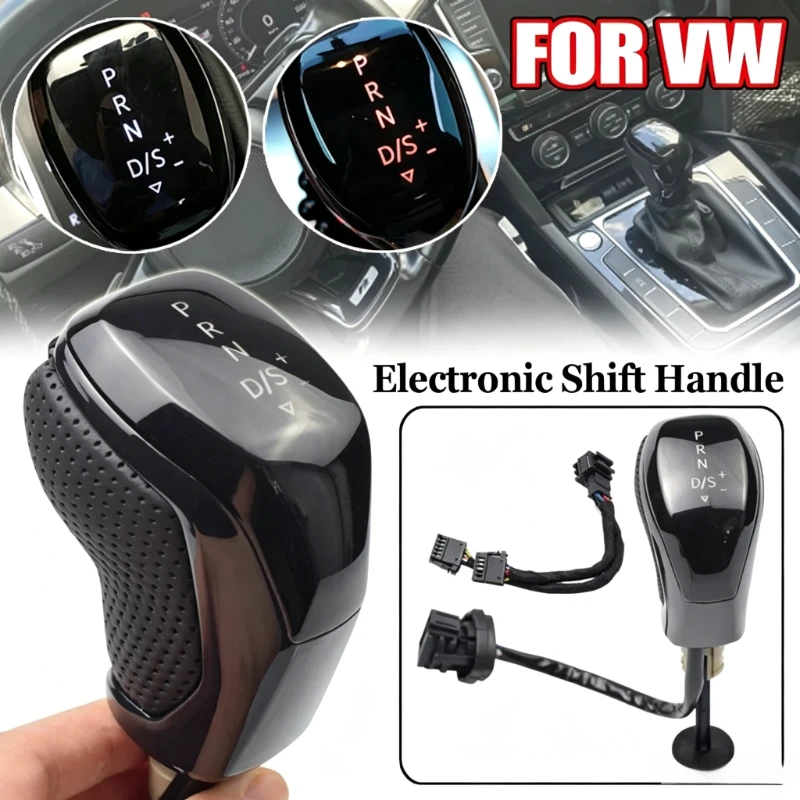 Electronic Shift Handle LED Gear Shift Knob for VW Golf MK6 MK7 Passat B7 B8 Tiguan MK2 Skoda Octavia Seat DSG, Red/White Light