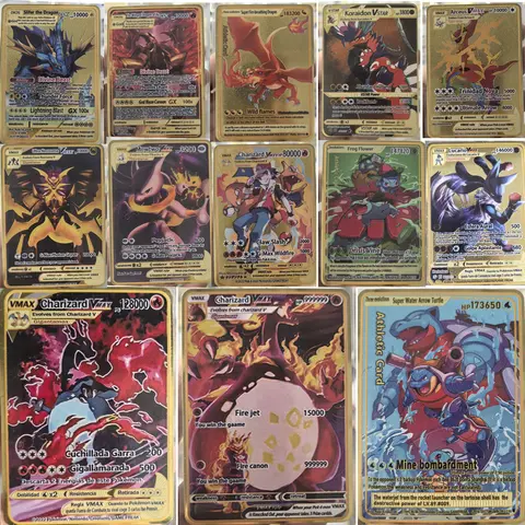 10000HP Charizard Vmax Pokemon Cards Metal English Card Arceus GX Vstar V Golden Limited Kids Gift Game Battle Collection Cards