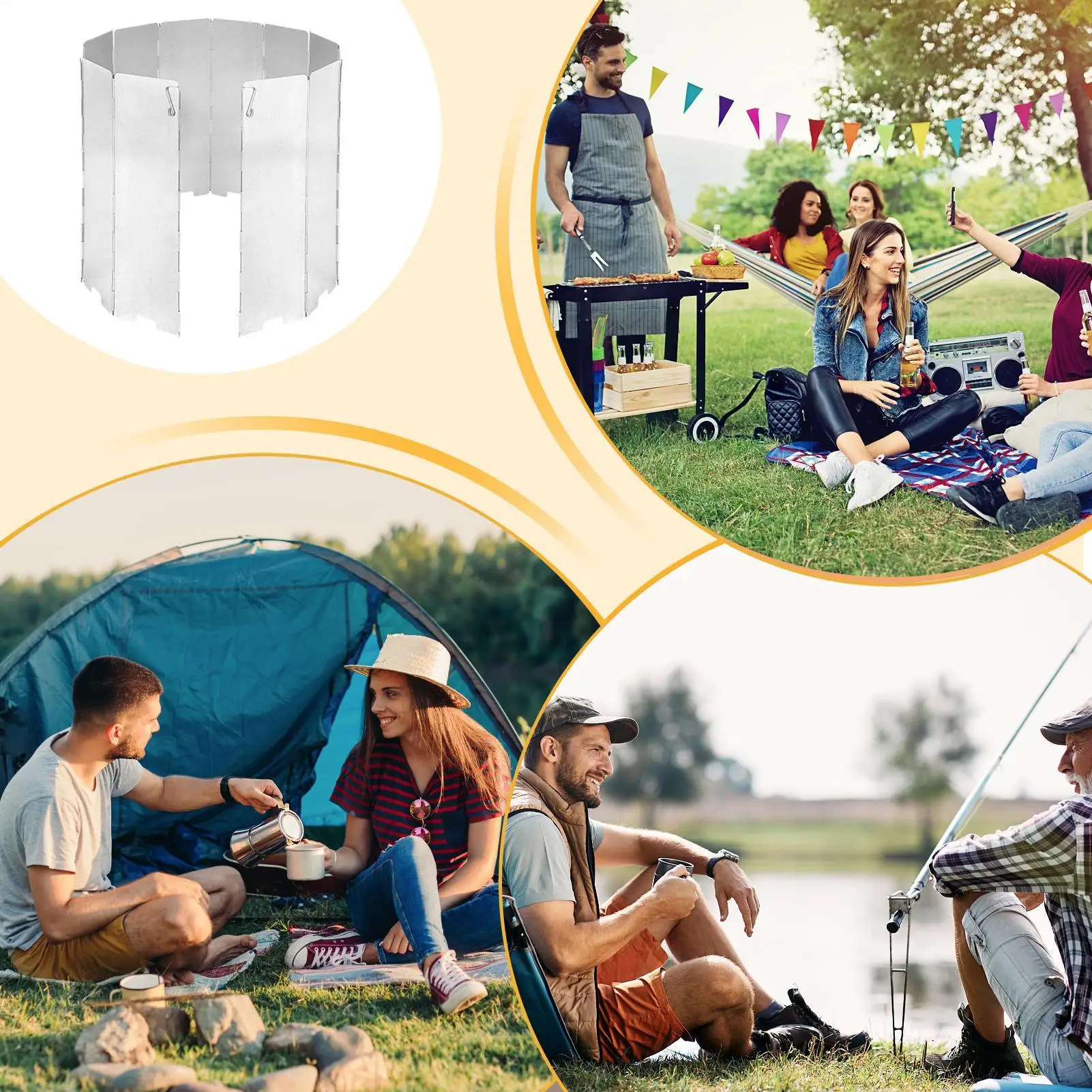 Camp Stove Windscreen Grill Wind Blocker For Hiking Weatherproof Stove Windscreen For Outdoors Beach Picnic Camping Survival view 5