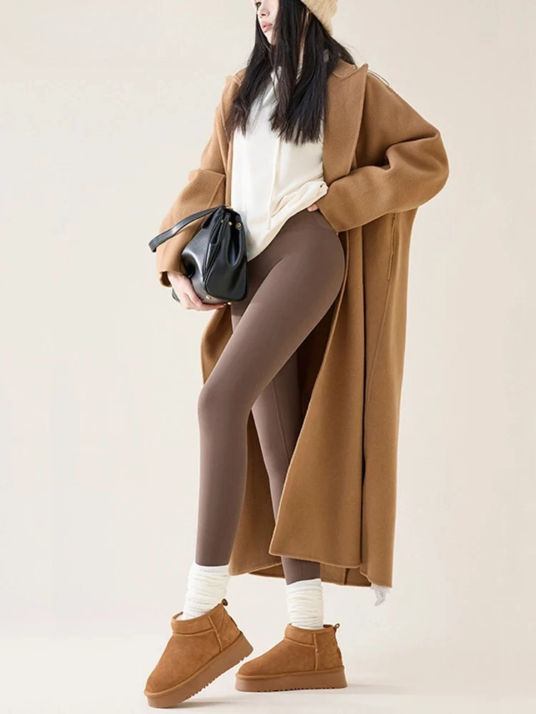 Autumn Winter High Waist Fleece Sharkskin Leggings Women Seamless Slim Tight-Fit Velvet Thickened Elastic Warm Female Leggings