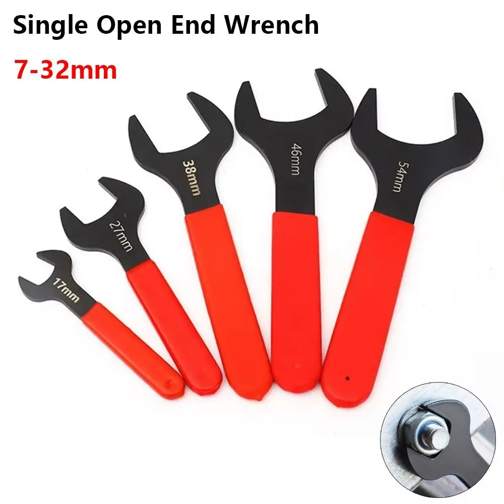 1Pcs Thin Single Open End Wrench 7-32mm Metric 15 Degree Offset Angle U-Shaped Spanner Blackening Flat Head