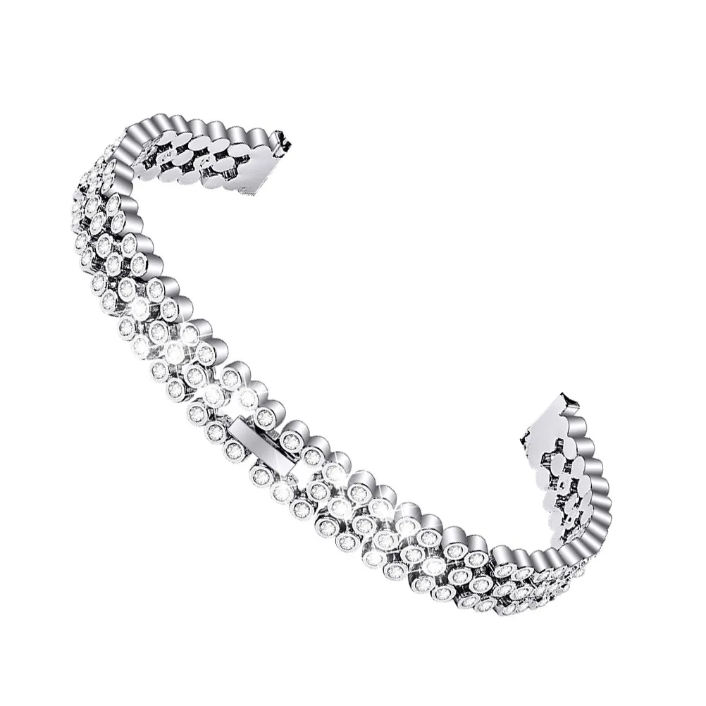 Silver Rhinestone Metal Strap Watchband Replacement Band -81mm Wrist Elegant Durable Wristband for Watch Accessory
