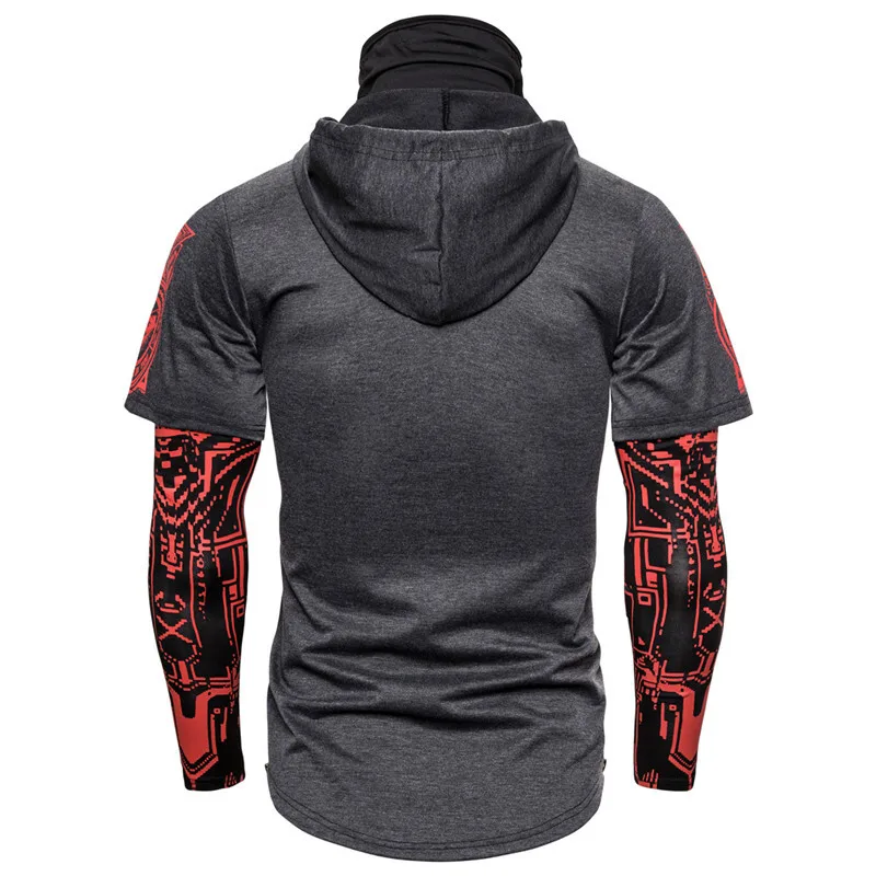HKSH Spring Summer Elastic Hooded T-shirts Men's Tide Dark Ninja Sweatshirt Skull Mask Streetwear Fashion Print Chic Tops HK1826
