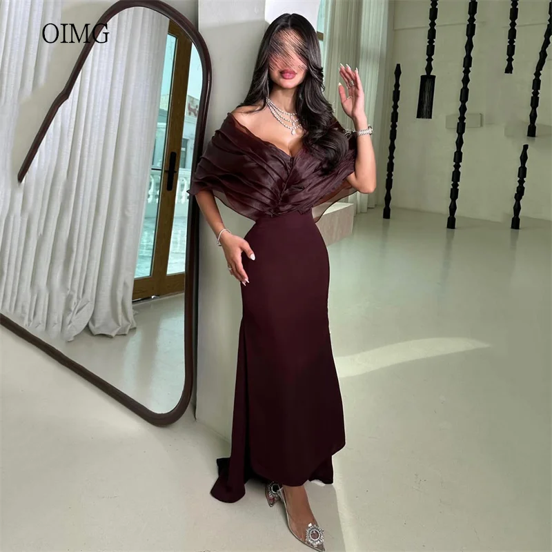 

OIMG Graceful Off The Shoulder Mermaid Prom Gowns Backless Party Gown Ankle Length Evening Dress vestidos de festa Customized