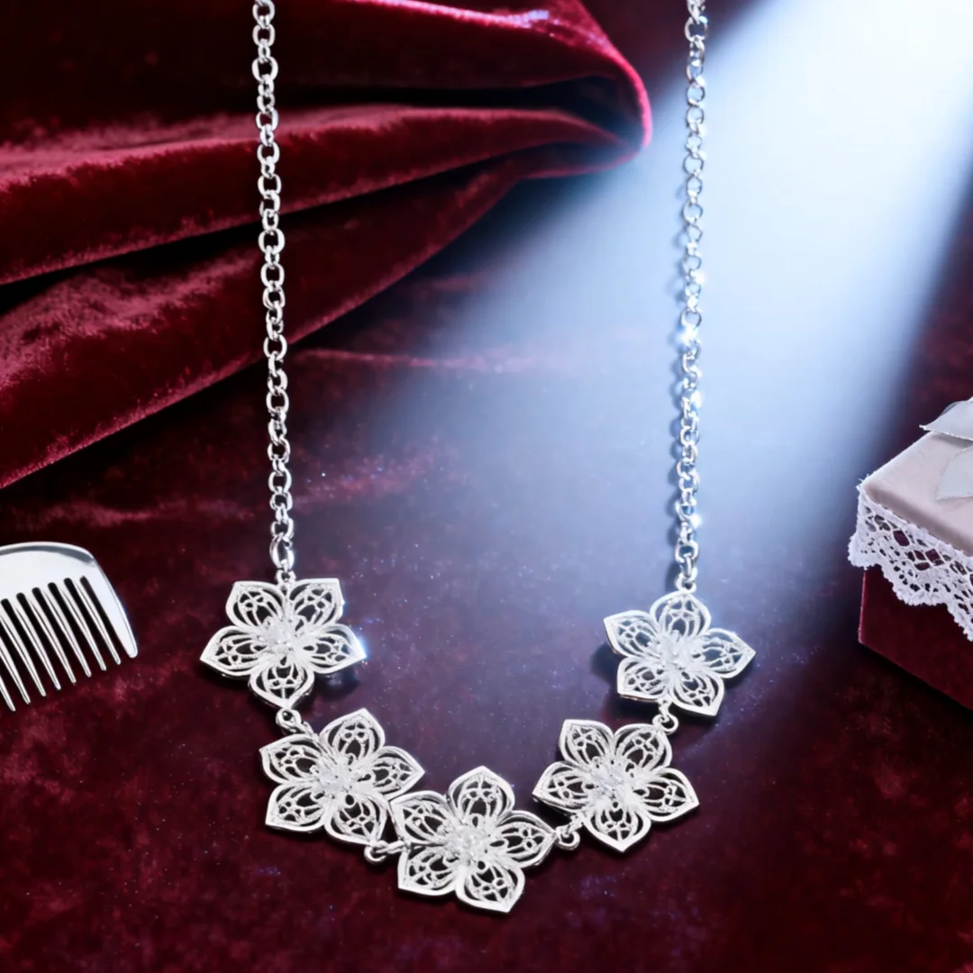

925 Sterling Silver Necklace for Women Beautiful Flower Design Luxury Fashion Party Wedding Accessory Jewelry Christmas Gift